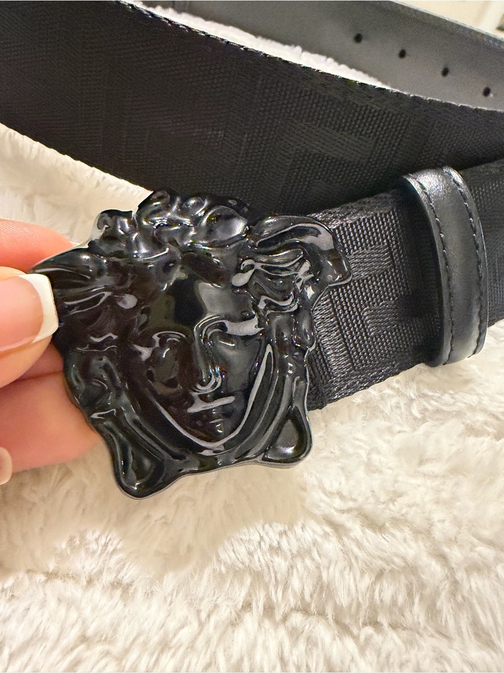 Versace Black Men's Medusa Buckle Belt